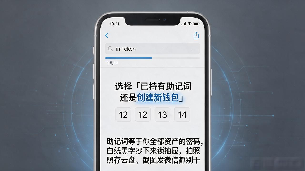 苹果手机下载imToken钱包，打开App Store搜就行